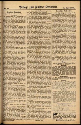 Zweite Ausgabe vom Samstag, den 24. April 1886.