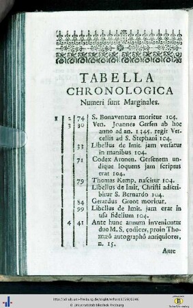 Tabella chronologica