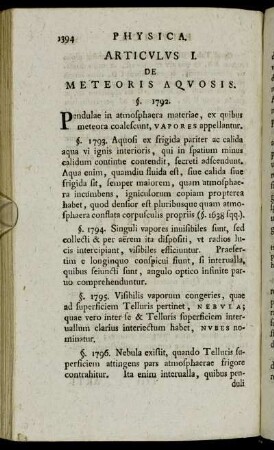 Articulus I. De Meteoris Aquosis