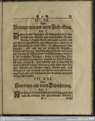 Tit. XX. Von Betriegereyen und deren Bestraffung