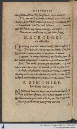 Simonidis Sententiæ.