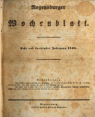 Regensburger Wochenblatt, 38. 1848