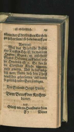 Der Siebende Haupt-Punct/ Vom Beruff der Kirchendiener.