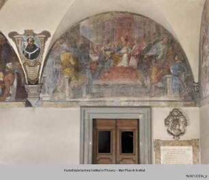 Freskenzyklus mit Darstellungen zu den Ursprüngen des Servitenordens : Papst Alexander IV. gewährt dem Orden das Privileg, Niederlassungen zu gründen (1255)