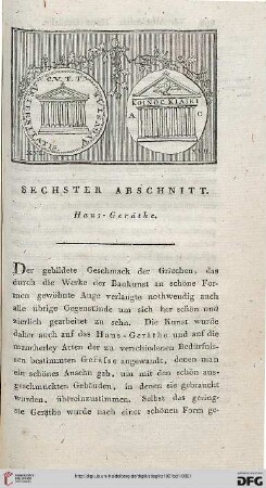 Sechster Abschnitt: Haus-Geräthe