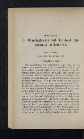 Erstes Kapitel. Krankheiten der Gebärmutter.