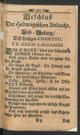 Beschluß Der Hedwigischen Andacht