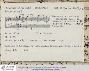 Partita A-Dur/Klavierwerke d-moll