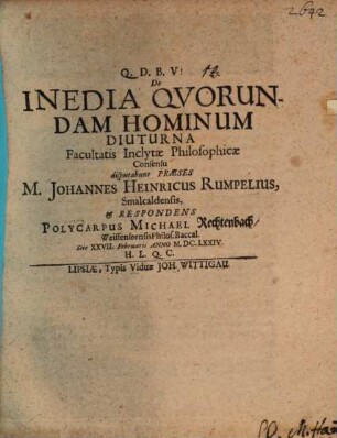 De inedia quorundam hominum diuturna