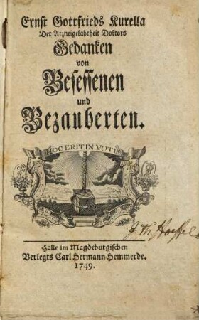 Ernst Gottfrieds Kurella ... Gedanken von Besessenen und Bezauberten