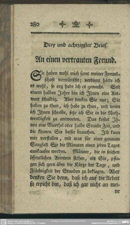 Drey und achtzigster Brief. An einen vertrauten Freund