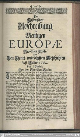 Zwölfftes Buch, Von Den Denck-würdigsten Geschichten deß Jahrs 1660