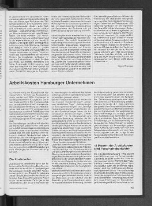 Arbeitskosten Hamburger Unternehmen