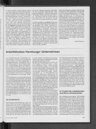 Arbeitskosten Hamburger Unternehmen