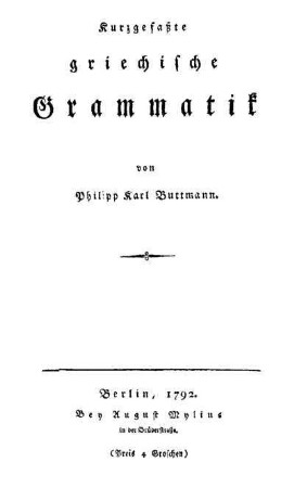 Kurzgefaßte griechische Grammatik