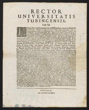Rector Universitatis Tubingensis, Lect. Sal.