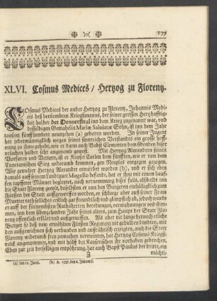 XLVI. Cosmus Medices/ Hertzog zu Florentz