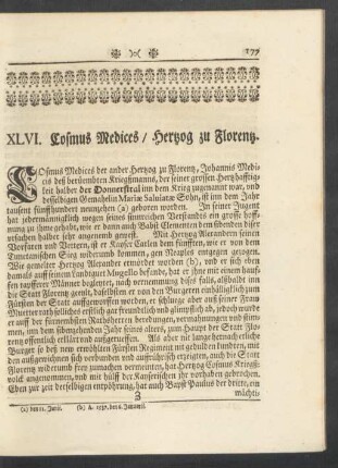 XLVI. Cosmus Medices/ Hertzog zu Florentz