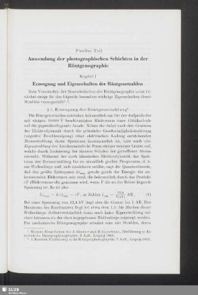Kapitel I: Erzeugung und Eigenschaften der Röntgenstrahlen