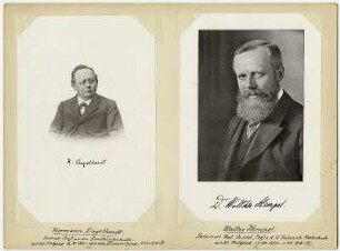 2 Porträts von Mitgliedern der naturwissenschaftlichen Vereinigung "Isis" in Dresden : 2 Porträts von Mitgliedern (Hermann Engelhardt und Walther Hempel) der naturwissenschaftlichen Vereinigung "Isis" in Dresden, um 1900. Dresden: SLUB Mscr.Dresd.App.1665