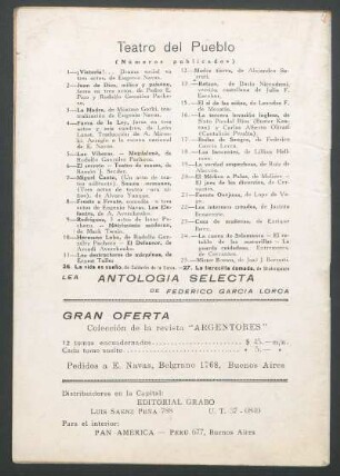 Teatro del Pueblo - (Números publicados)