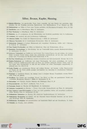 Silber, Bronze, Kupfer, Messing (Nr. 219-250)