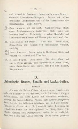 IX. Chinesische Bronze, Emaille und Lackarbeiten