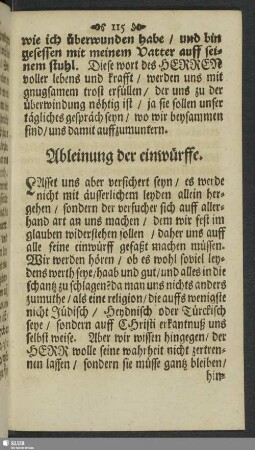 Ableinung der einwürffe