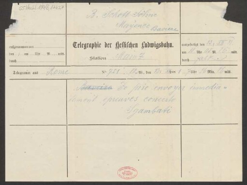 Brief an B. Schott's Söhne : 13.12.1881