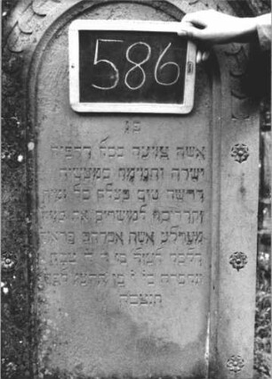 Grabstein 586 (Index: 99895368) Material: Sandstein Zustand: gut, Sockel leicht bewachsen Maße HxBxT: 175x56x20 cm Beschreibung: Stele mit Rundbogenabschluss, kleiner Verdachung und Mittelakroter; Sockel Symbolik: Blüte: Grabstein 586 (2)