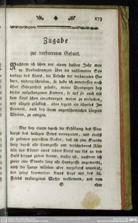 Zugabe zur verharreten Geburt