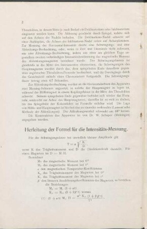 Herleitung der Formel für die Intensitäts-Messung.