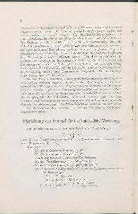 Herleitung der Formel für die Intensitäts-Messung.