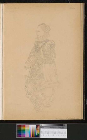 Büste der Herzogin Dorothea Ursula von Württemberg auf einer Wappenkonsole im südlichen Arkadenumgang (Dreiviertelansicht)