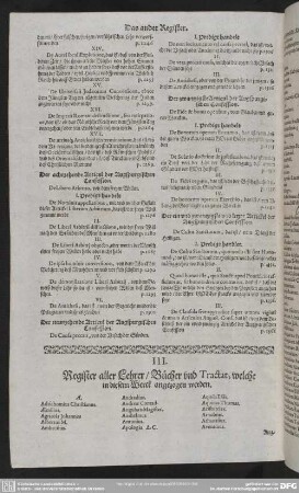 III. Register aller Lehrer, Bücher und Tractat, welche in diesem Werck angezogen werden