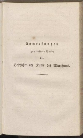 Anmerkungen zum dritten Bande der Geschichte der Kunst des Alterthums.