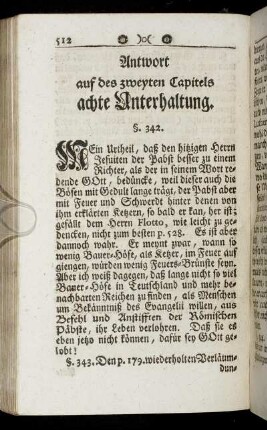 Antwort auf des zweyten Capitels achte Unterhaltung.