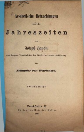 Aesthetische Betrachtungen über die Jahreszeiten von Joseph Haydn, zum bessern Verständniss des Werks ...