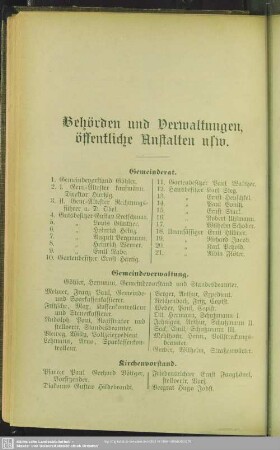 Behördenverzeichnis : Behörden und Verwaltungen, öffentliche Anstalten usw.