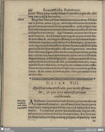 Caput VIII. Quid fonticulus artificialis, quot modis efformetur, & quae circa administrationem consideranda