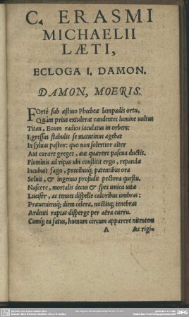 Ecloga I. Damon. Damon, Moeris