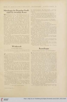 Mitteilungen der Deutschen Gesellschaft für christliche Kunst / Wettbewerb