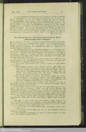 Die Erkennung der Entwicklersubstanzen in ihren gebrauchsfertigen Lösungen