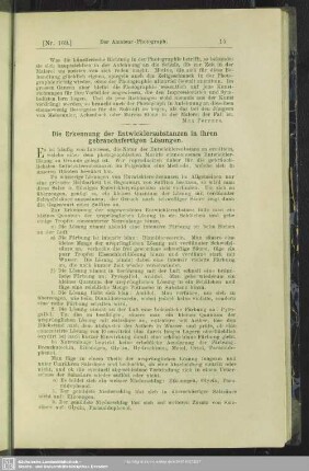 Die Erkennung der Entwicklersubstanzen in ihren gebrauchsfertigen Lösungen