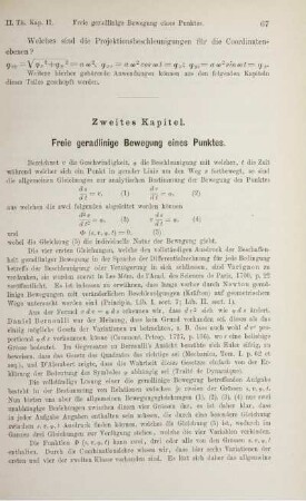 Zweites Kapitel. Freie geradlinige Bewegung eines Punktes.