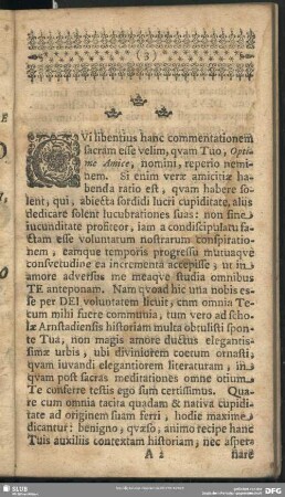 Qui libentius hanc commentationem sacram esse velim, quam Tuo, Optime Amice, nomini, reperio neminem ...
