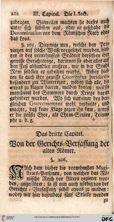 Das dritte Capitel. Von der Gerichts-Verfassung der alten Römer