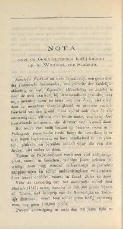 Nota over de Gouvernements koffij-kultuur op de Westkust van Sumatra