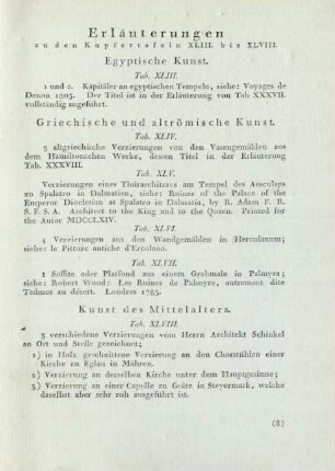 Erläuterungen zu den Kupfertafeln XLIII. bis XLVIII.