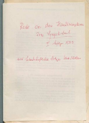 Nachlass von Max Scheler (1874-1928) – BSB Ana 315, D.VII.1. Max Scheler (1874-1928) Nachlass: Wesen und Formen der Sympathie. Teile des Handexemplars mit Max Schelers handschriftlichen Anmerkungen. Manuskripte zur Ergänzung der 2. Auflage, Vorrede zur 2. Auflage: Typoskript - BSB Ana 315.D.VII.1